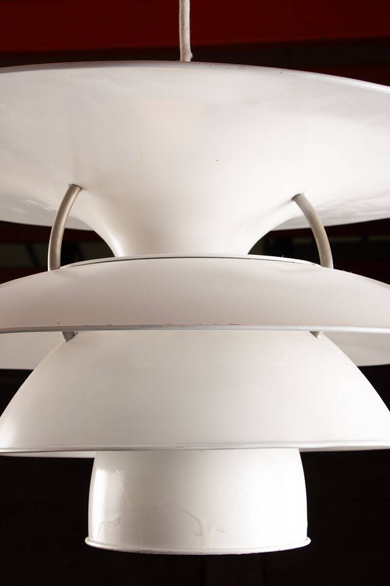 Danish brushed metal pendant light, Poulsen "Charlottenborg" model.