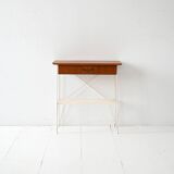 Table de chevet scandinave en métal et acajou, années 1960