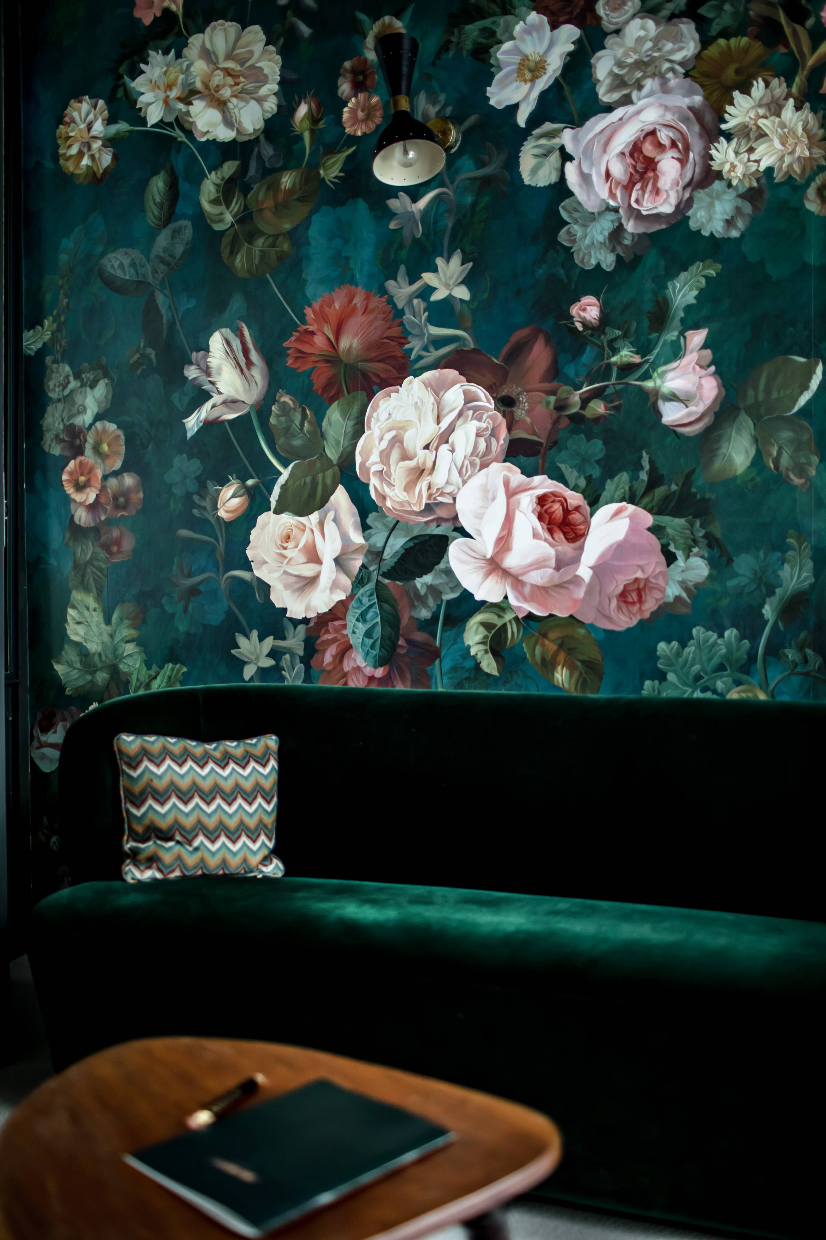 Gubi green velvet sofa