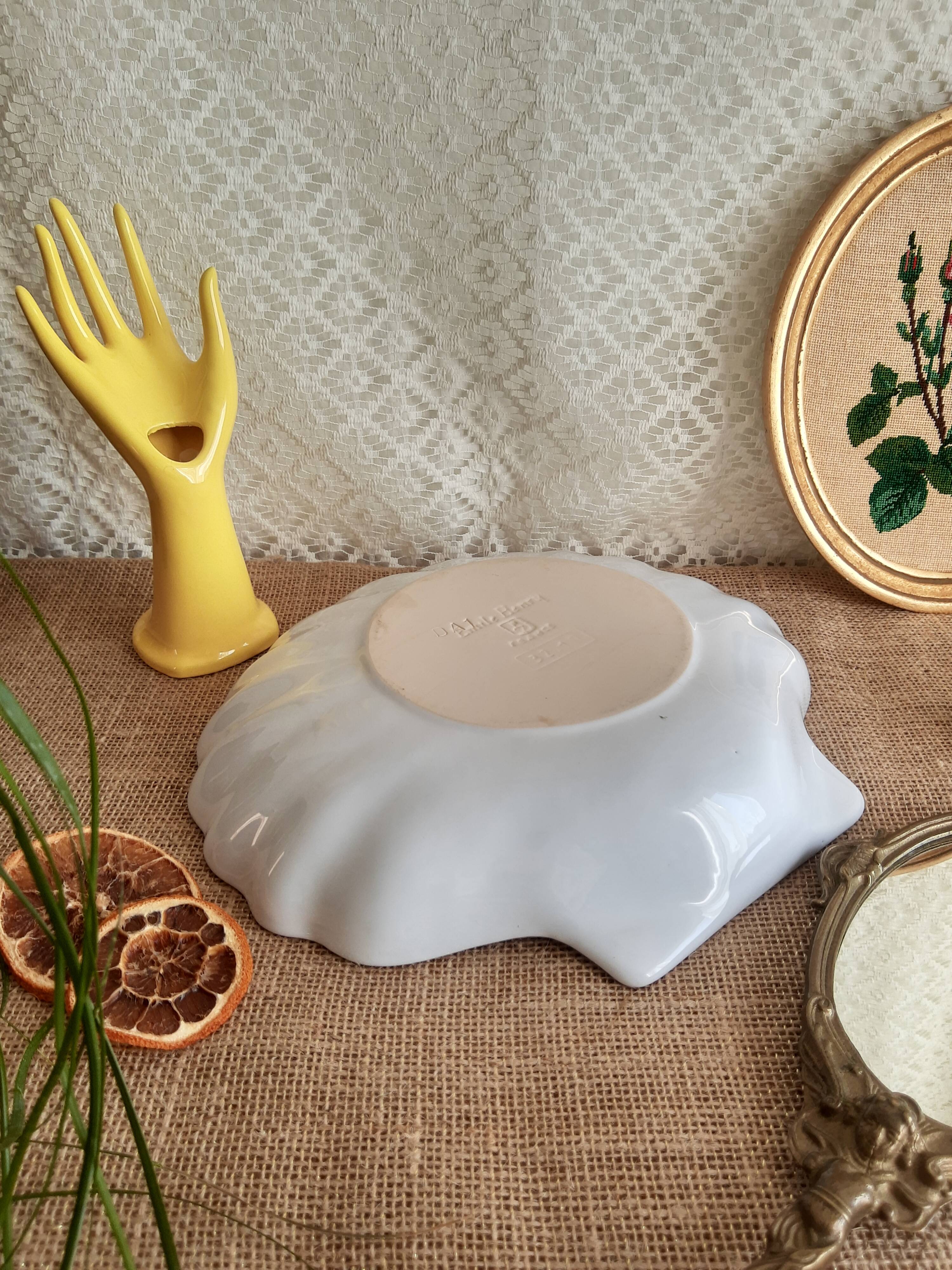 White shell dish Emile Henry France vintage