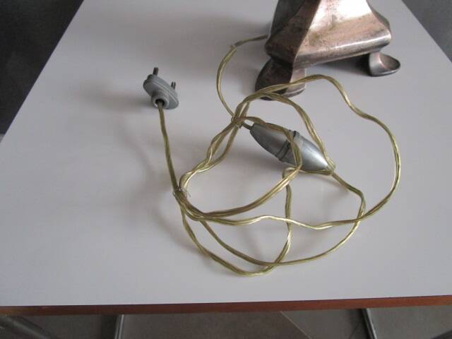 Antique lamp, silver-plated bronze candlestick base