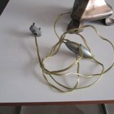Lampe ancienne, pied pique cierge en bronze argenté