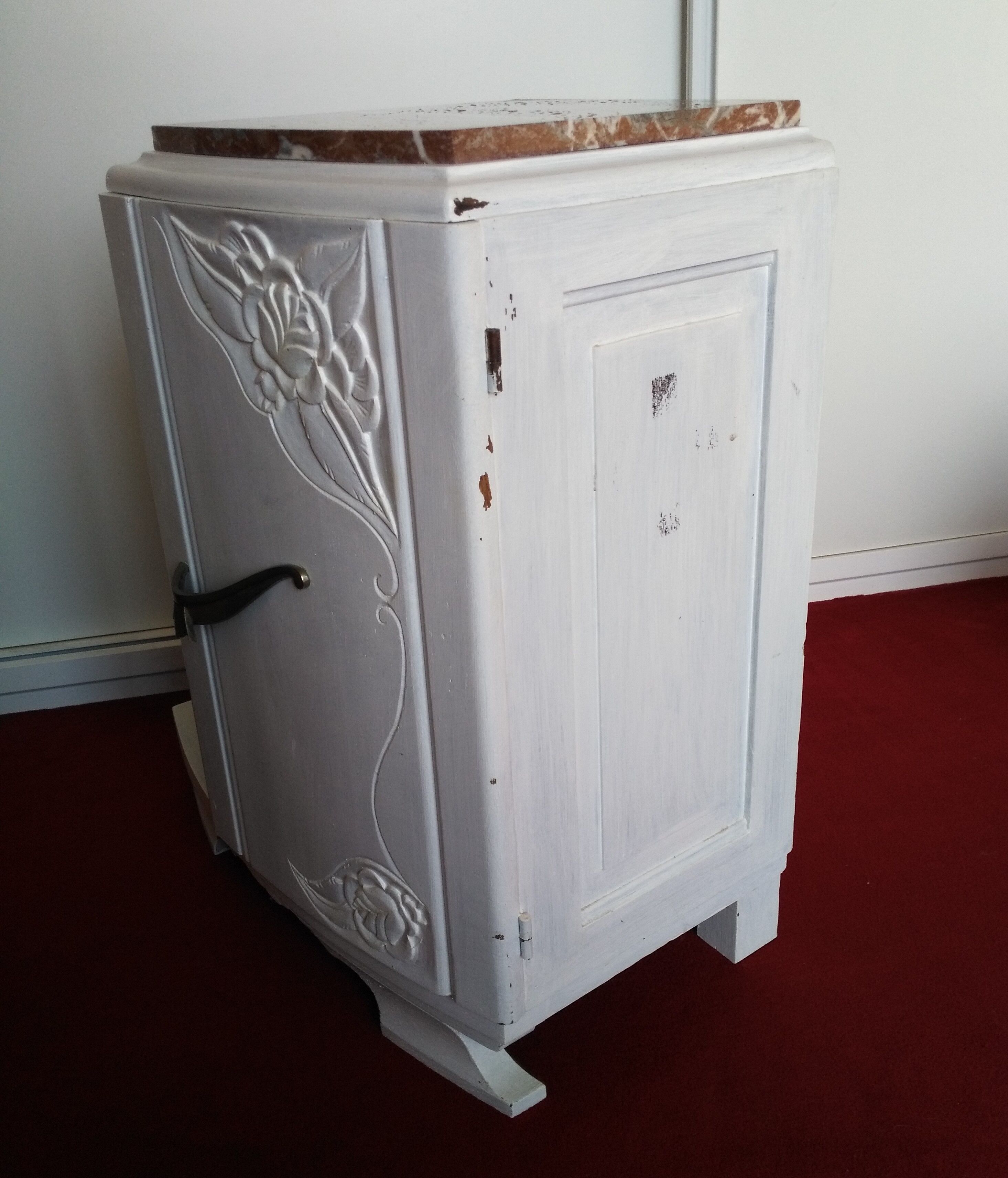 Art Deco bedside table top red marble