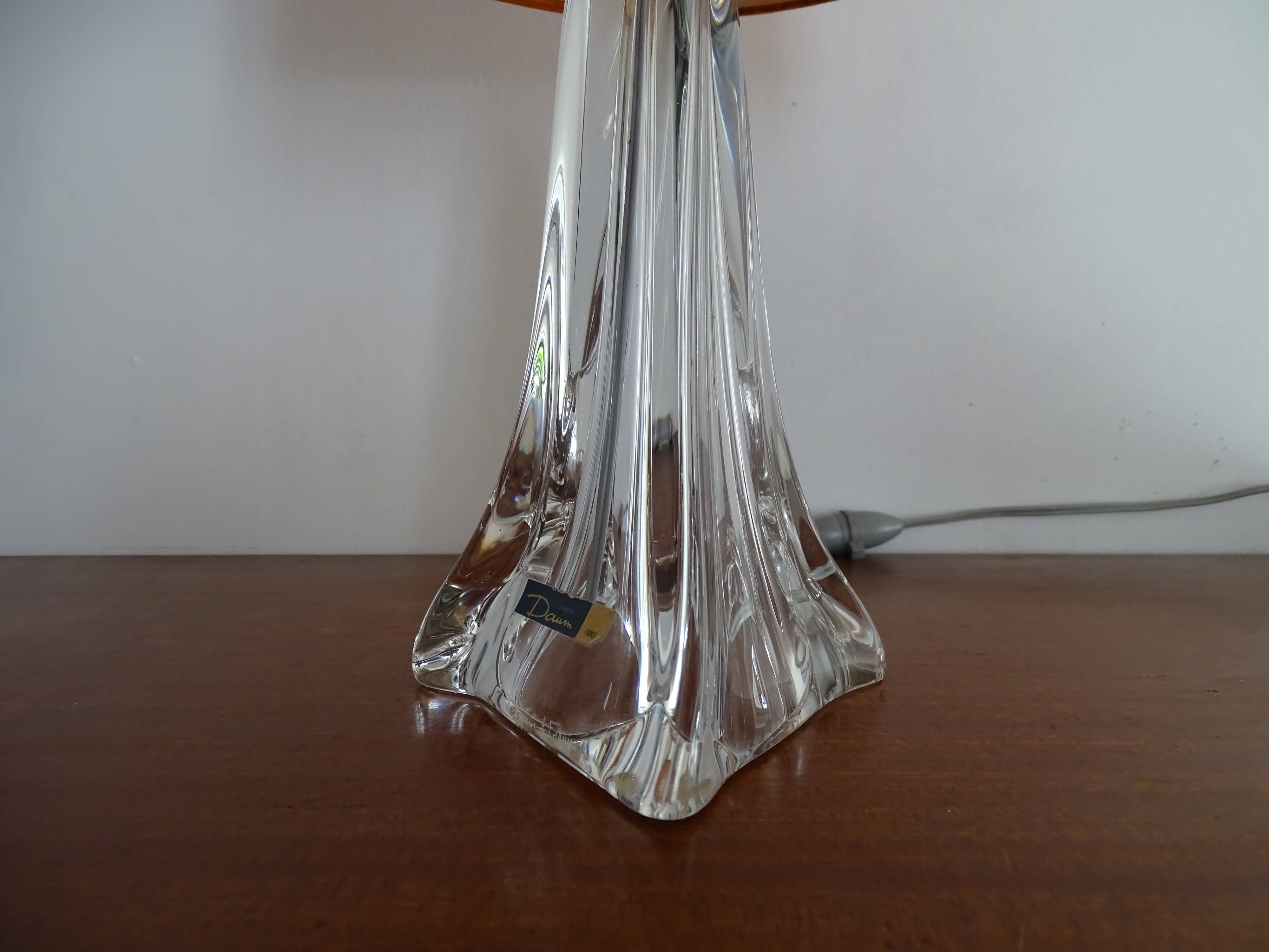 Daum France 1960 crystal lamp signed and labeled - 46 cm