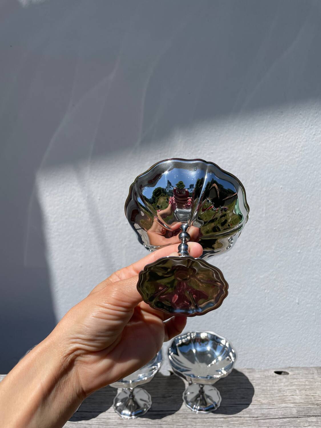 6 large stainless steel bowls 1970