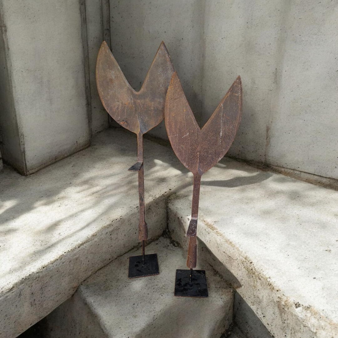 Pair of hay cutters on stands