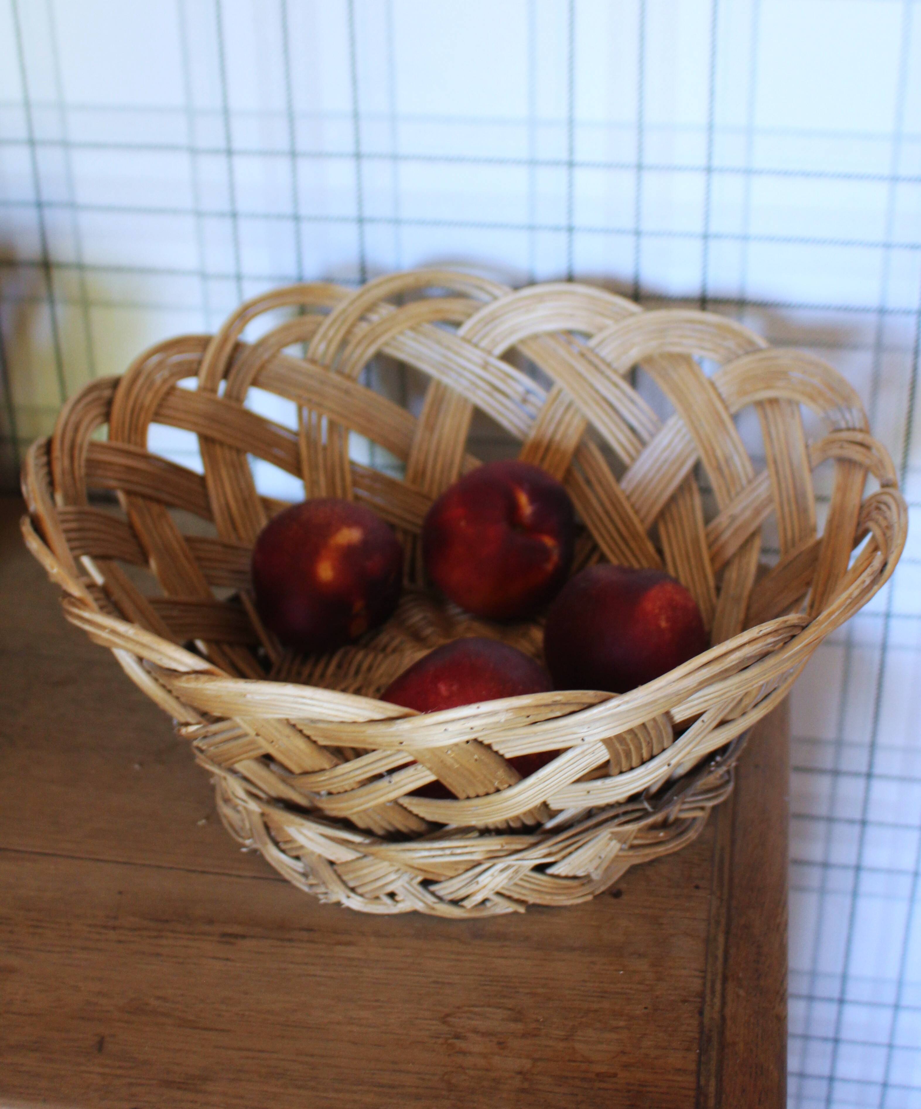Large vintage woven wicker basket