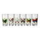 Set of 6 vintage glasses with butterfly decoration – 70s/80s
