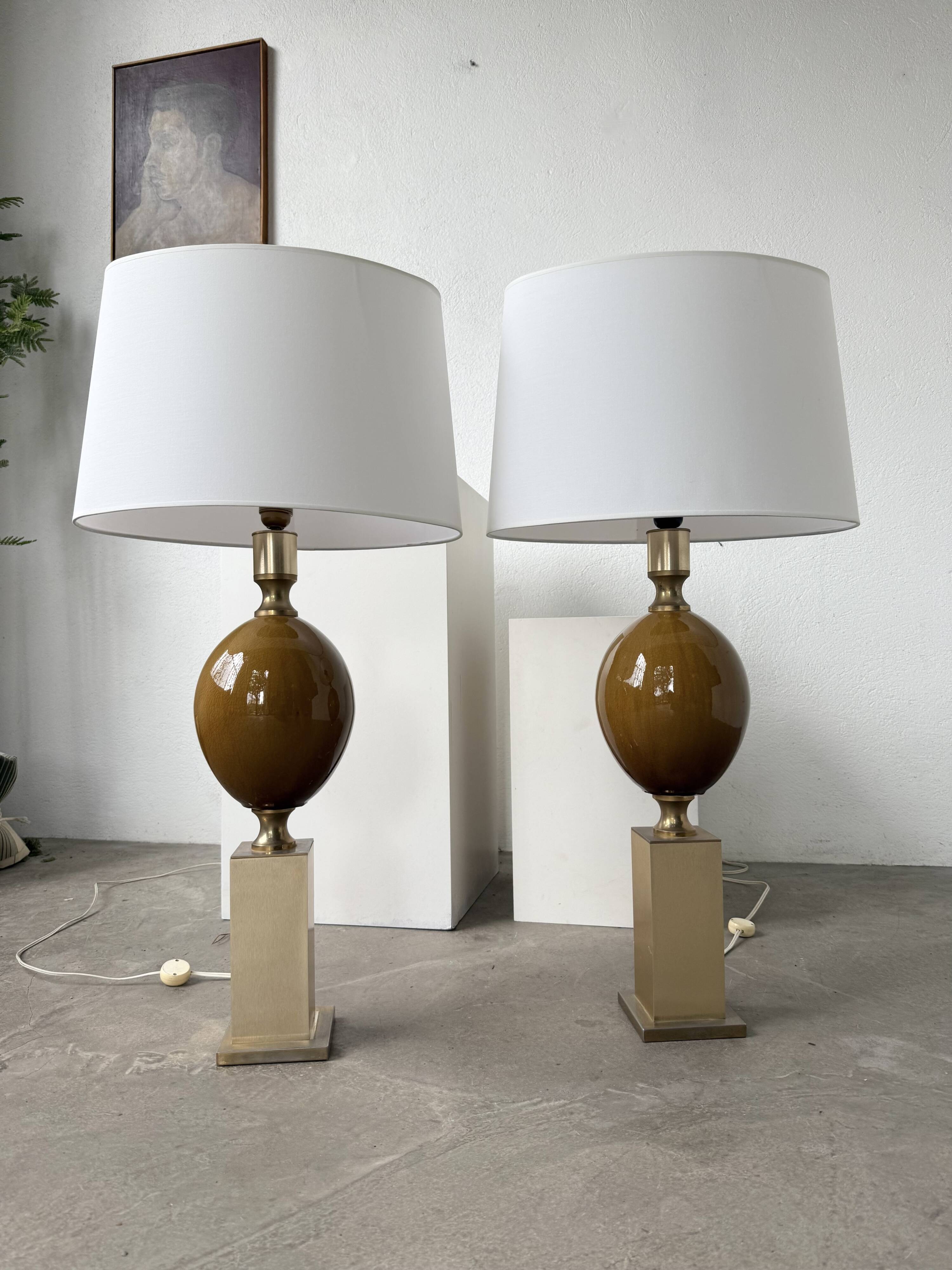 Pair of Philippe Barbier table lamps from the 70s