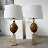 Paire de lampes de table Philippe Barbier années 70