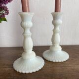 Pair of opaline candlesticks