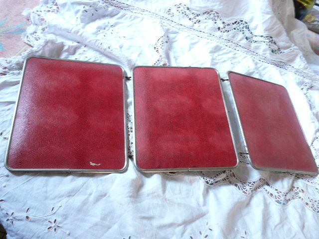 Miroir de barbier ancien tryptique 3 x (29cm x 78cm) triptyque