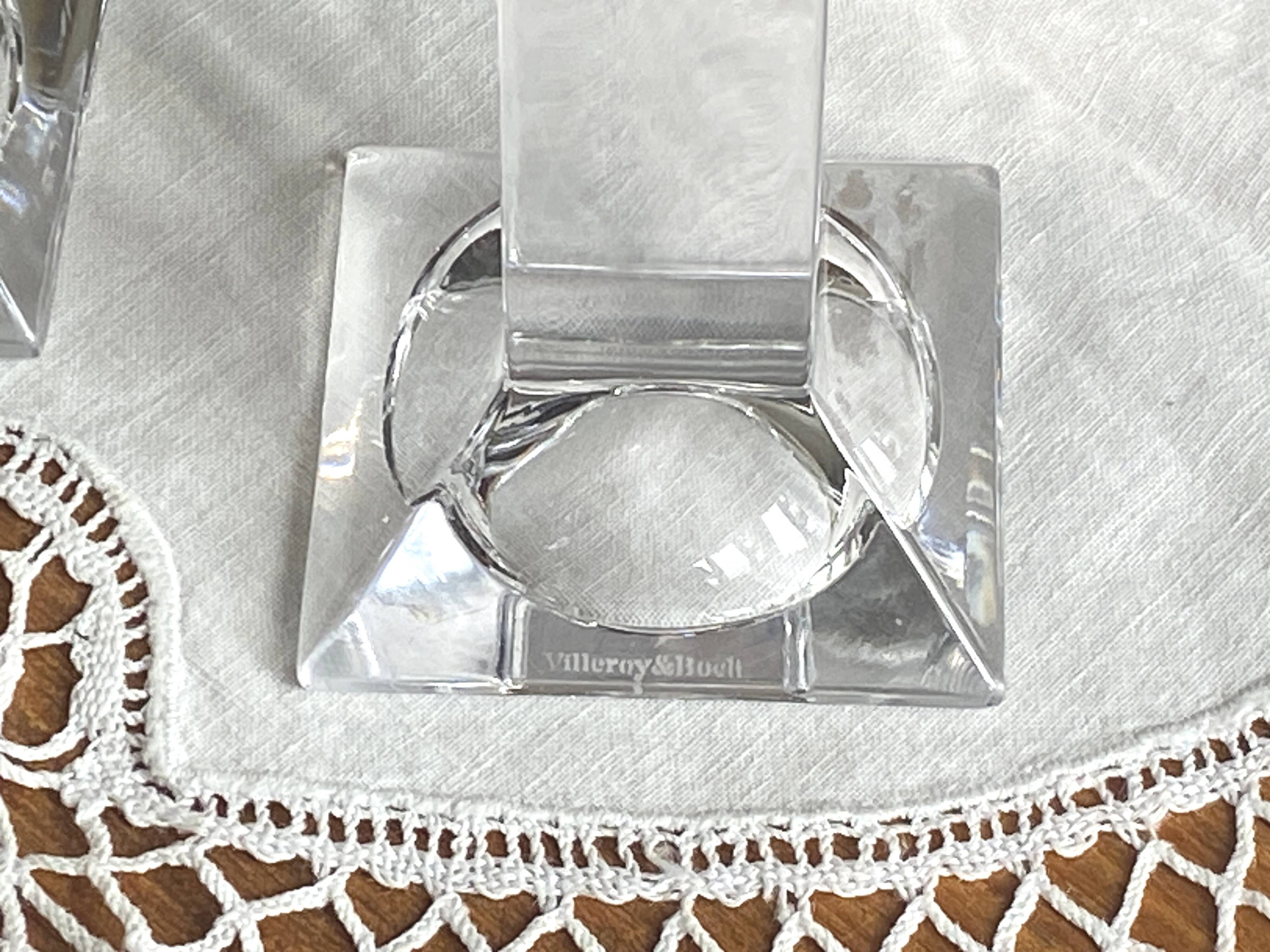 Vintage crystal candlestick pair by Villeroy & Boch - As new condition.