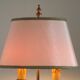 2 Light French Vintage Brass Boulotte Table Lamp With Cream Fabric Shade