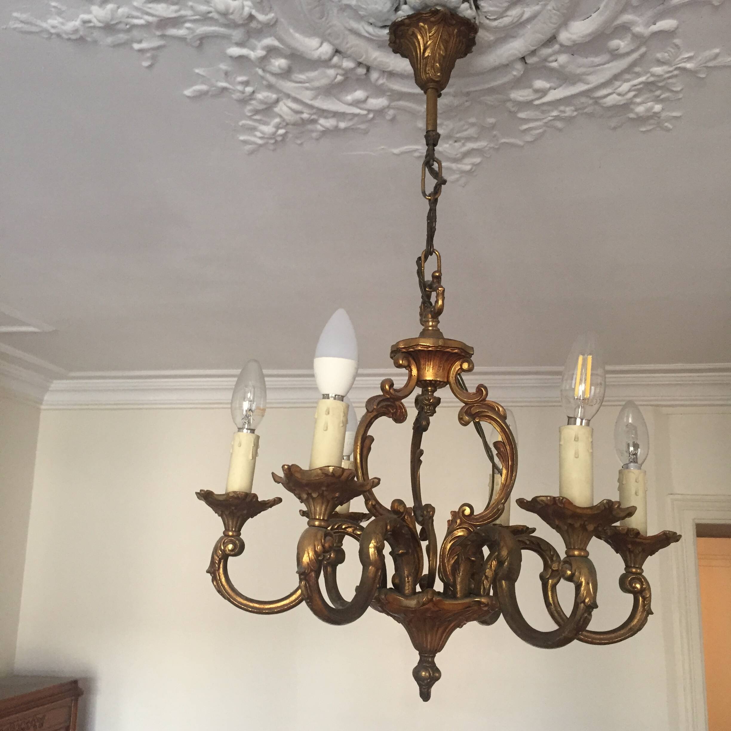 bronze 6-branch chandelier