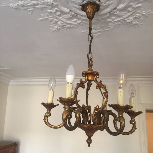 lustre chandelier 6 branches en bronze