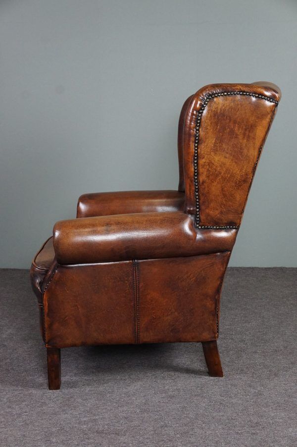 Brown sheepskin armchair