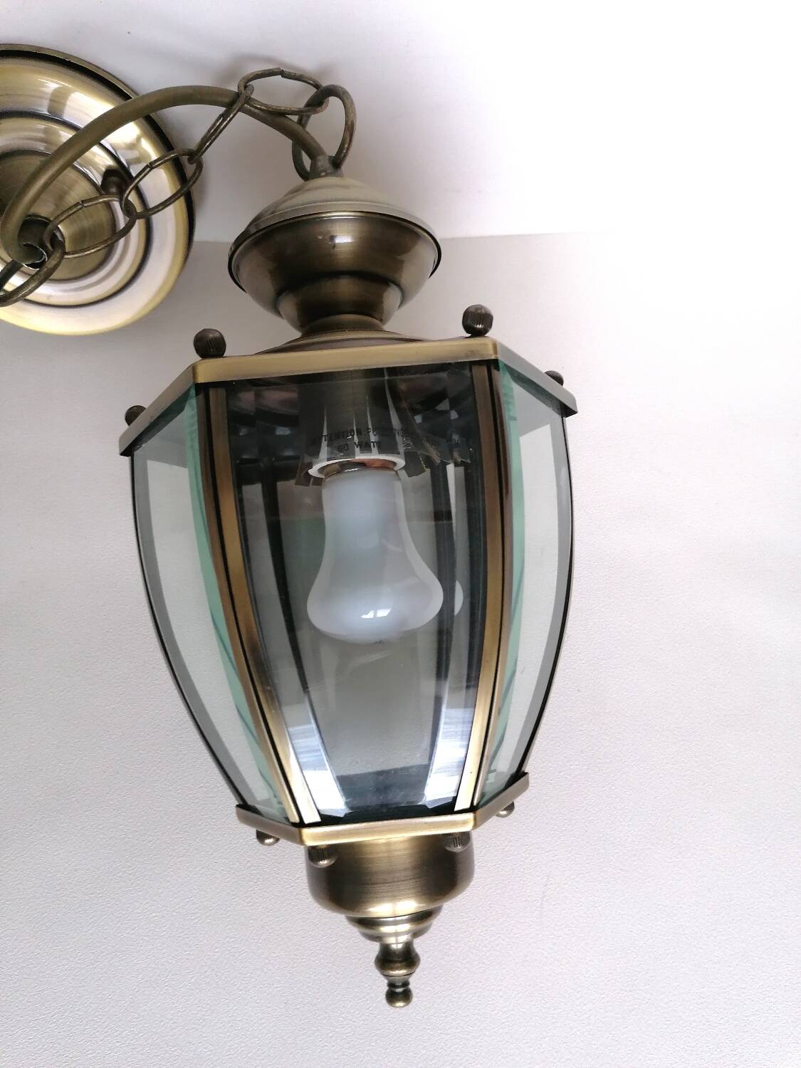 Suspension lanterne verres biseautés 6 faces