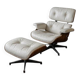 Charles and Ray Eames & Mobilier International - Lounge Chair and its Ottoman, white leather