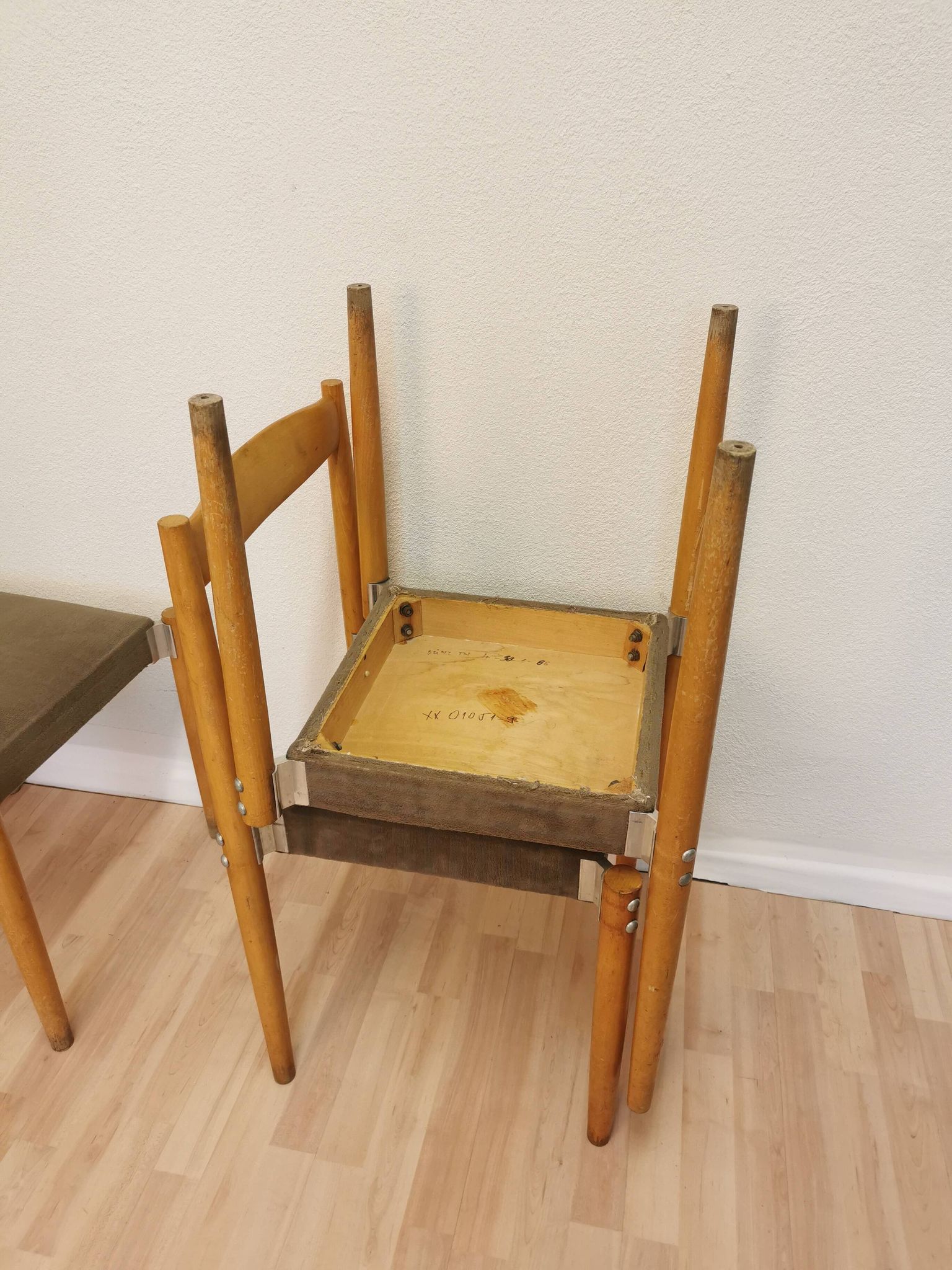 Vintage Miroslav Navratil Dining Chairs: 1970s Czechoslovakia, Gray Fabric