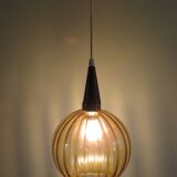 Hanging lamp, Scandinavian of the 1970s, teak and glass