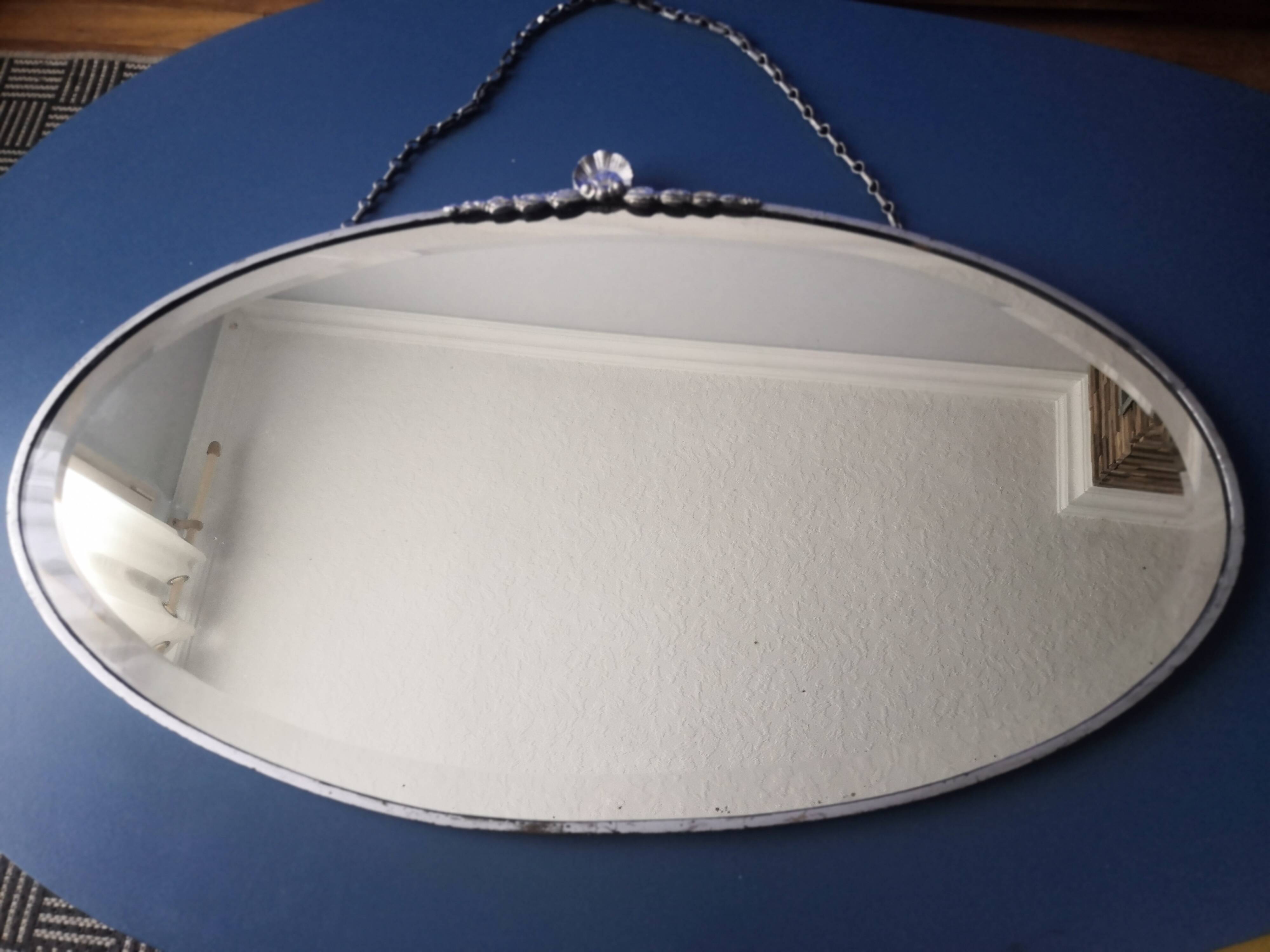 Old bevelled art deco mirror  61x34cm