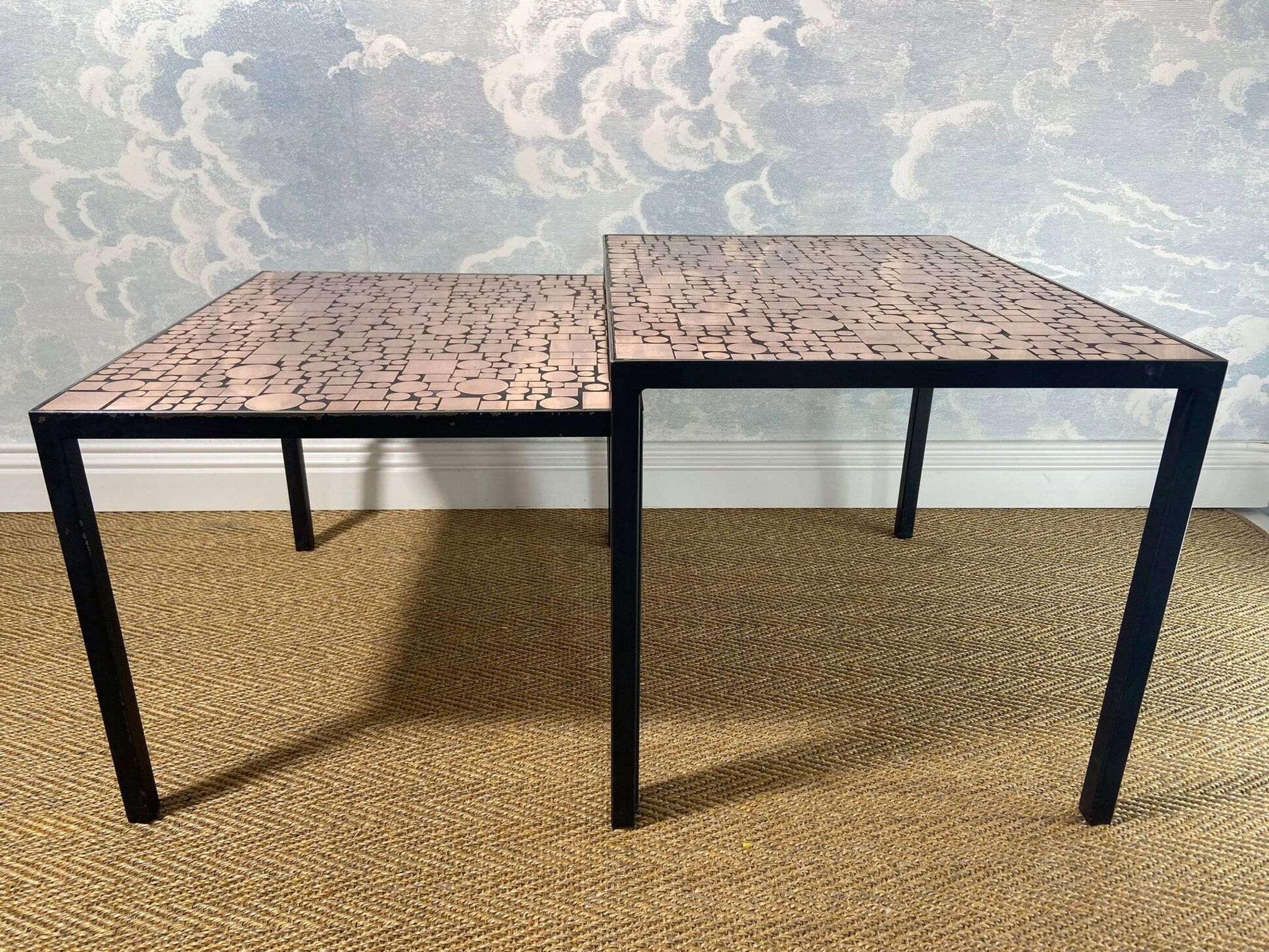 Tables gigognes en cuivre par Herbert Hirche pour Rosenthal, Allemagne, années 1970
