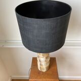 Stone and black cotton table lamp