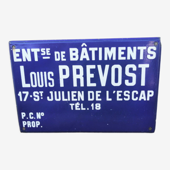 Plaque émaillée "Entreprise du batiment"