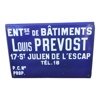 Plaque émaillée "Entreprise du batiment"