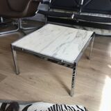 Table basse en marbre de Calacatta et structure  chromée circa 1975