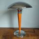 Mushroom lamp/ocean liner in chromed metal and vintage wood