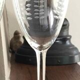 Set of 8 crystal wine glasses engraved 1960