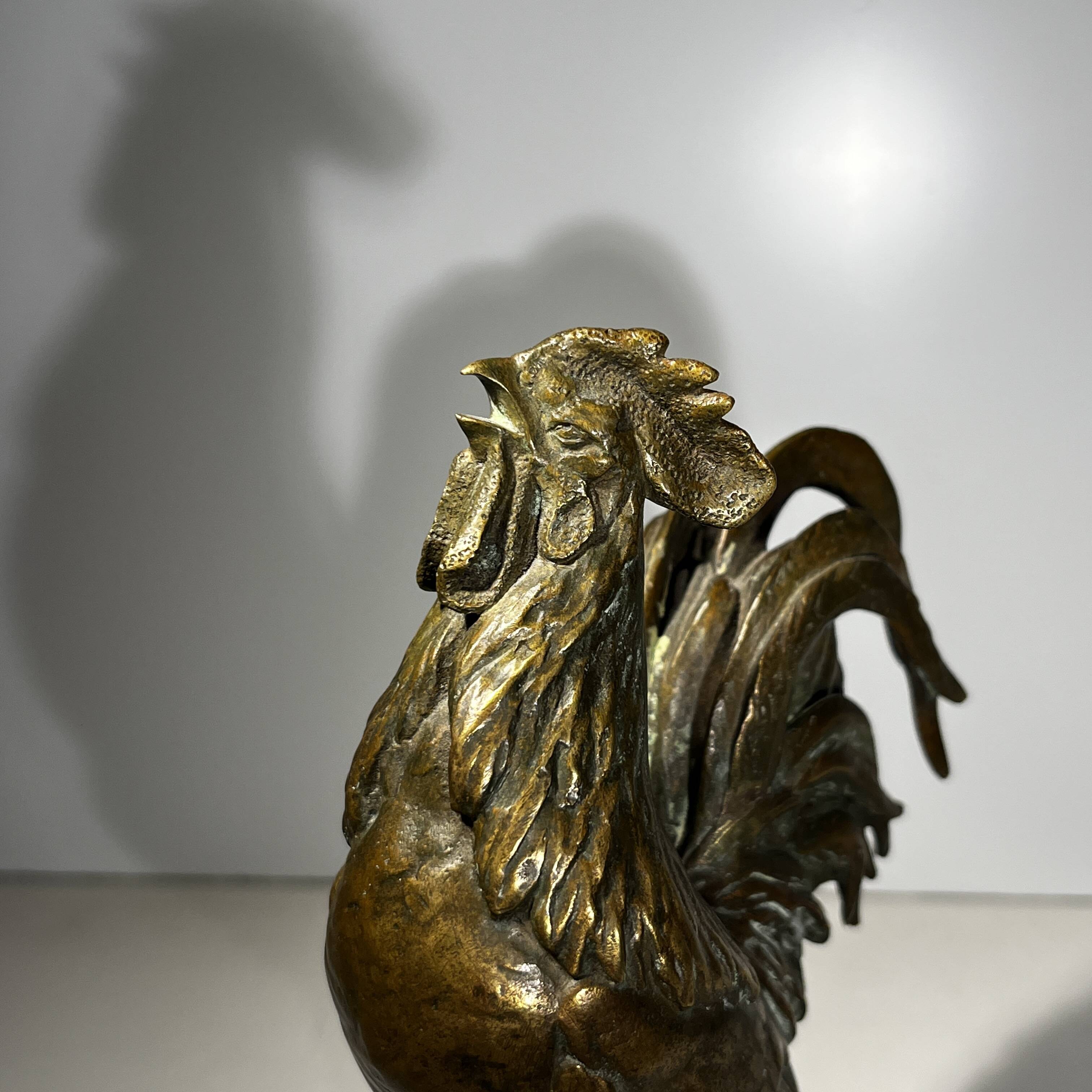 French bronze rooster sculpture, 19th century