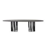 Cassina Boboli 475-28 table, 280 x 120 cm, walnut top, matt black aluminium foot