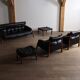 Percival Lafer MP-81 three seater sofa in black leather, Brazil 1970s