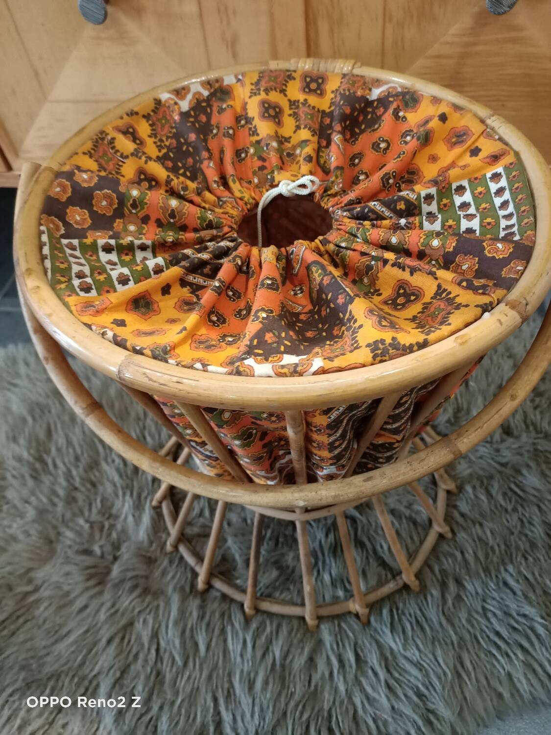 Travailleuse rotin vintage