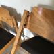 Set of 4 vintage chairs 1980's in beech, thermoformed on the back