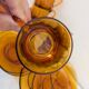 8 Duralex amber glass cups and saucers – France, 1970s