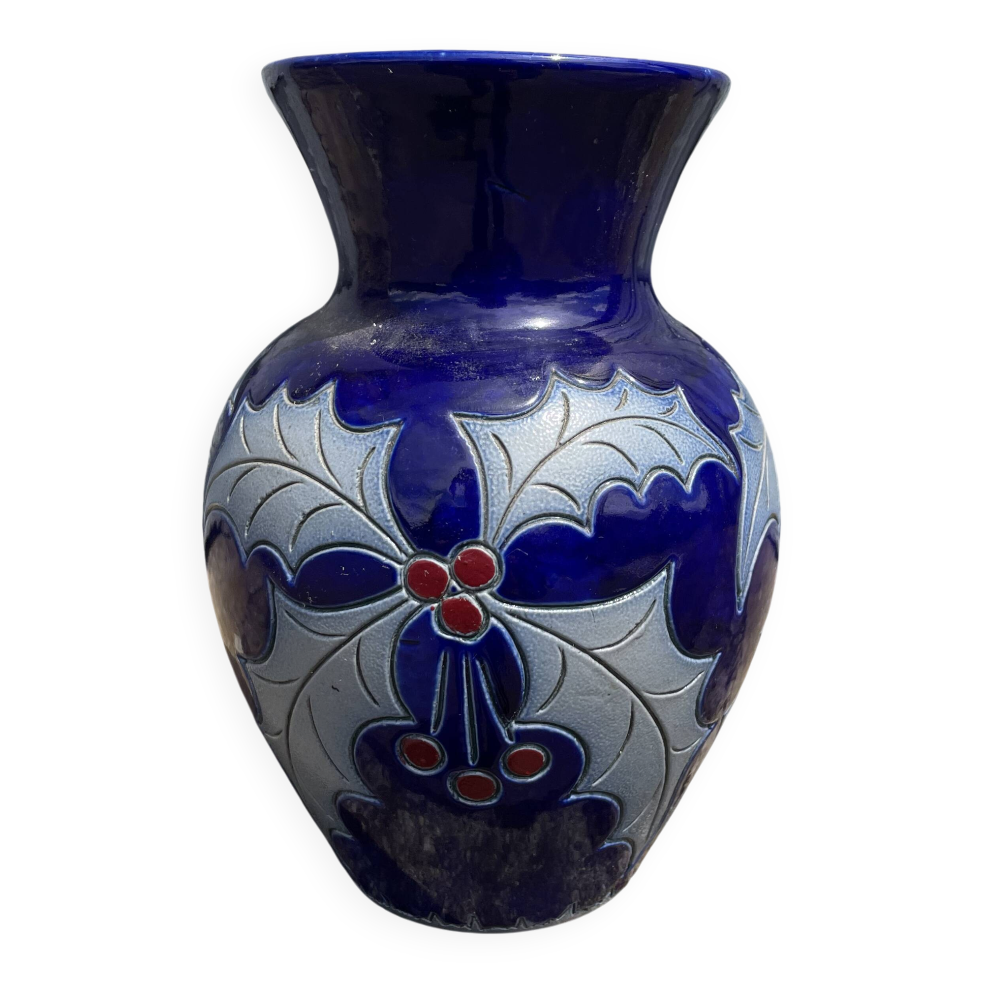 Vase betschdorf p. schmitter salt glaze cobalt s