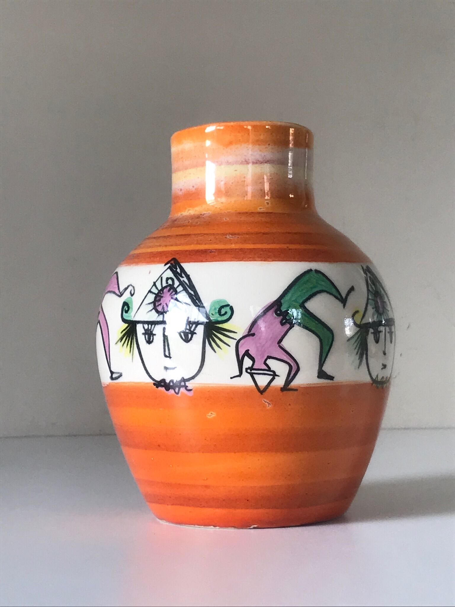 Vase ceramic motifs clowns accolay design 60 years