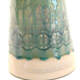 Handcrafted XL pitcher in mint green enameled stoneware