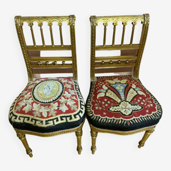 Pairs of gilded wood chairs, Napoleon III.