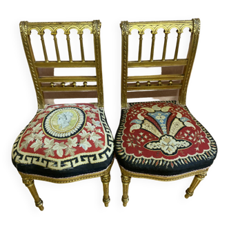 Pairs of gilded wood chairs, Napoleon III.