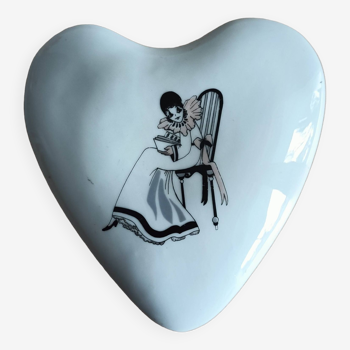 Boîte à bijoux en forme de coeur décor Pierrot