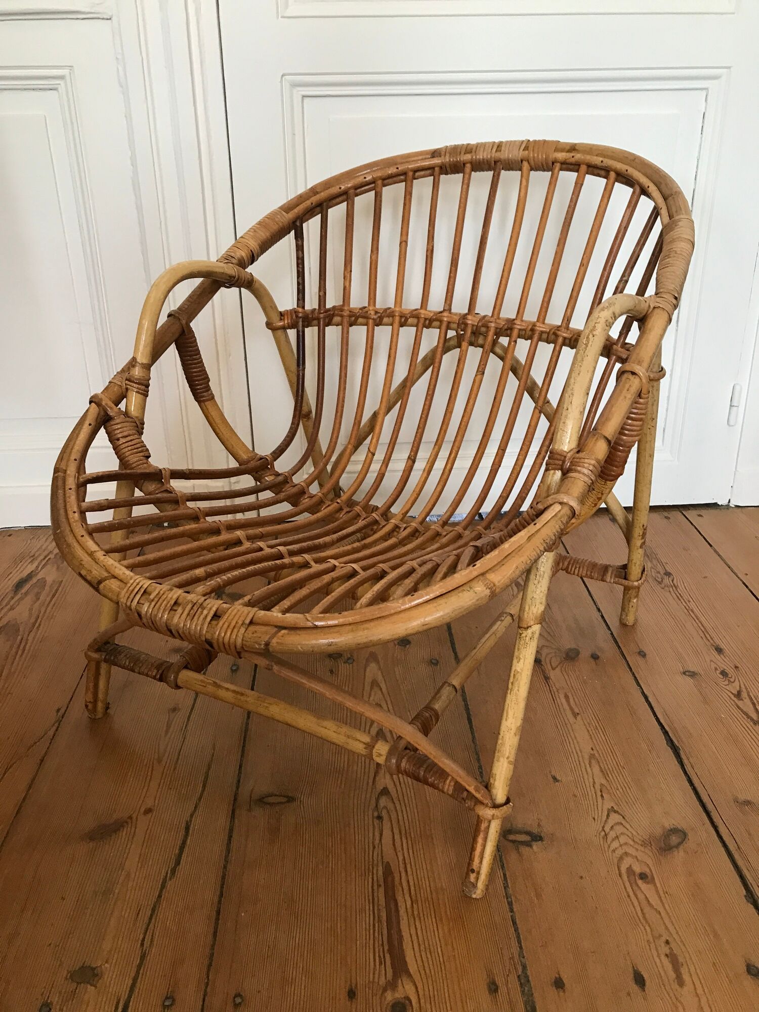 Armchair basket adult rattan year 50