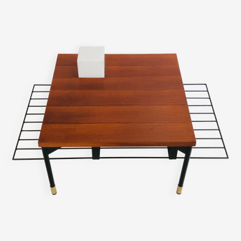 Illuminating coffee table with removable magazine holder, Italy 60s