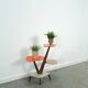 Hoge vintage plantentafel met messing en formica, plantenrek