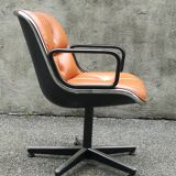 Leather swivel armchair by Charles Pollock 1970