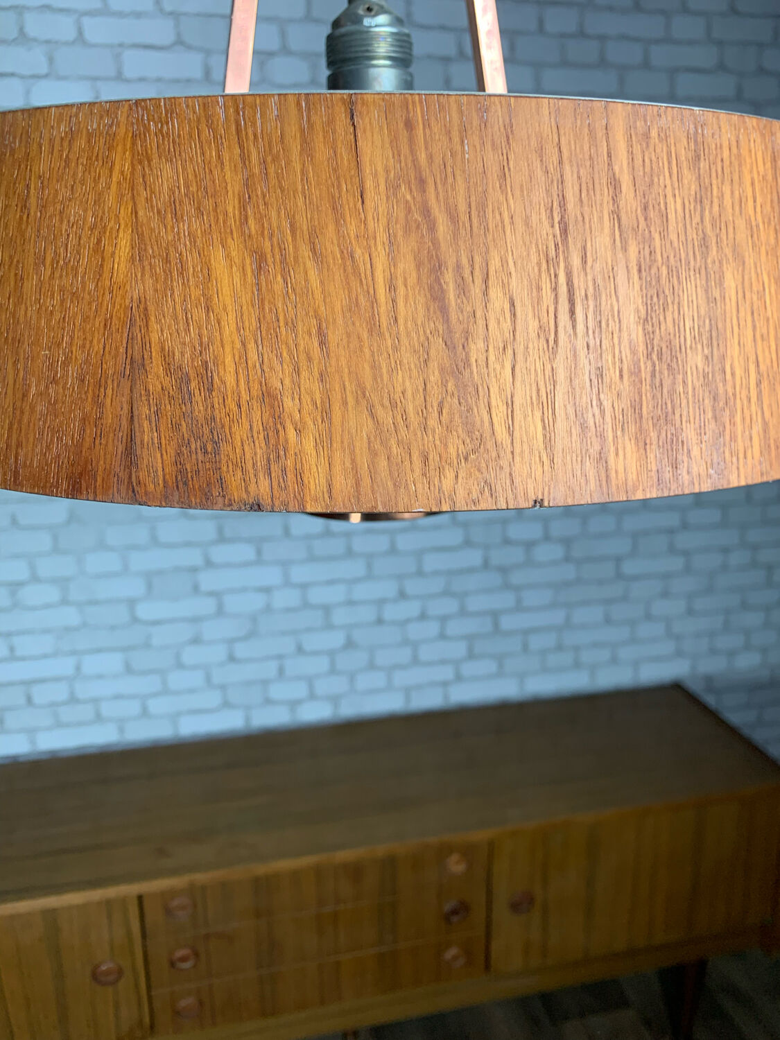 Vintage teak pendant lamp 1970